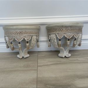2 detailed wall sconces ivory and brush gold